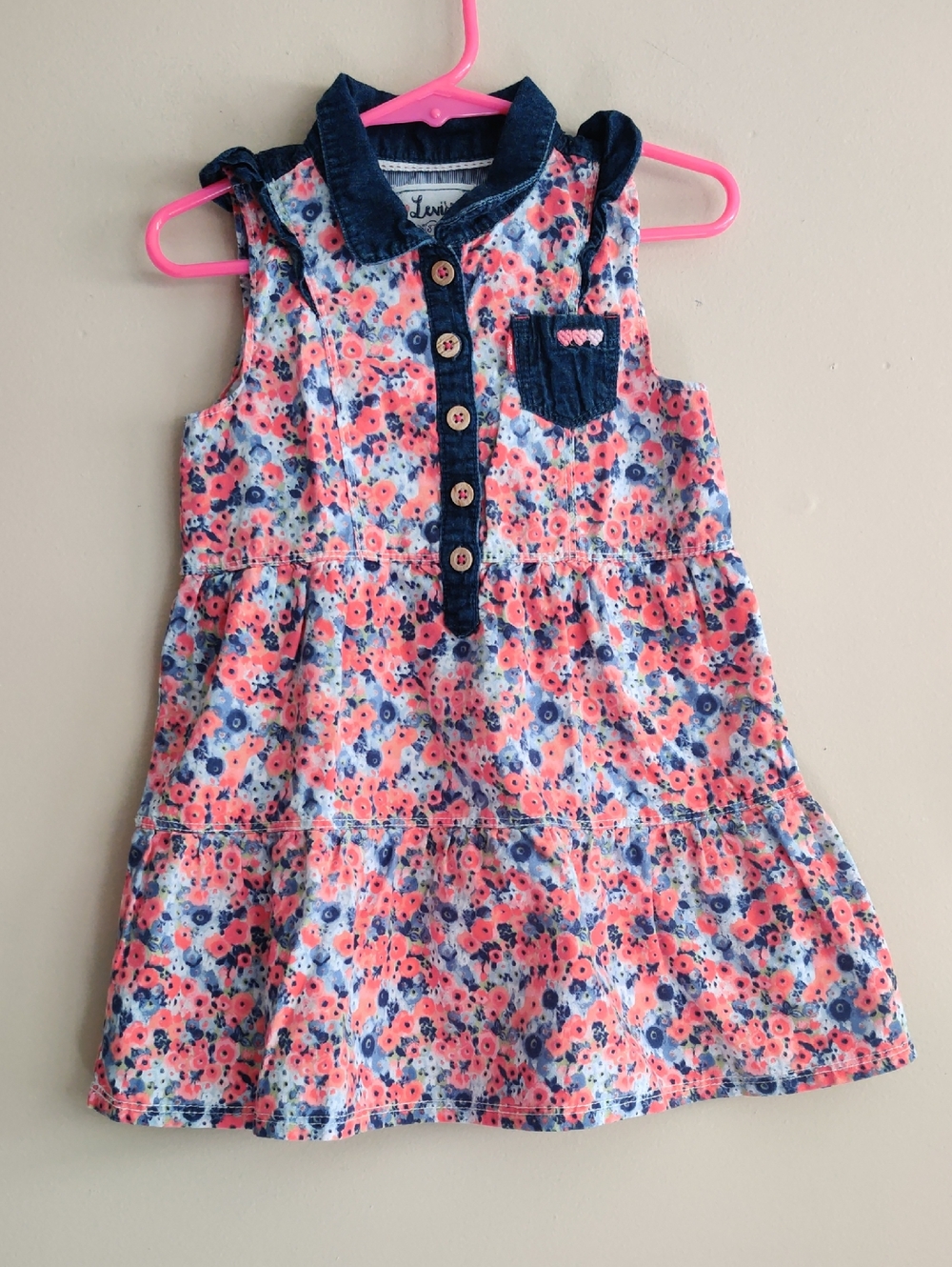 LEVI'S Girl Floral Sleeveless Dress Size 3T